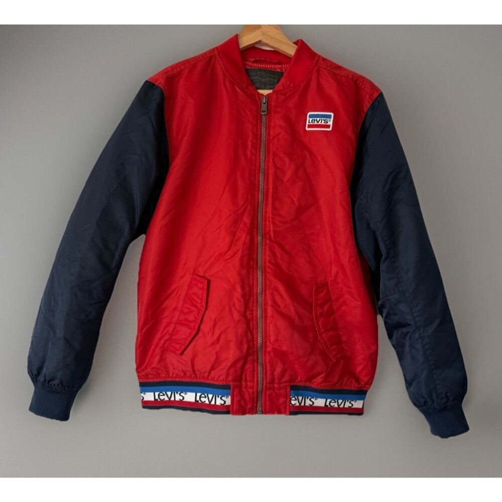 Levi’s Bomber Jacket Coat Boys Sz XL 13-15 Yrs Red White Blue Retro Flag Preppy